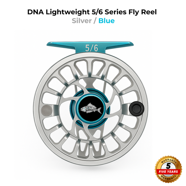 Lightweight Series DNA - 5-6 Reel Size Silver Blue - DNA FISHING TACKLE
