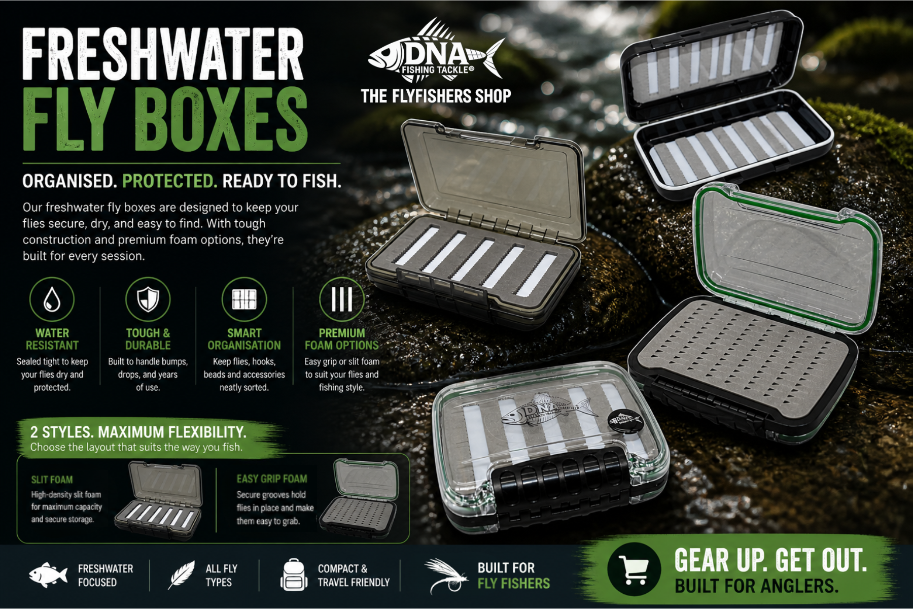 Freshwater Easy Grip or Slit Foam Insert Fly Boxes