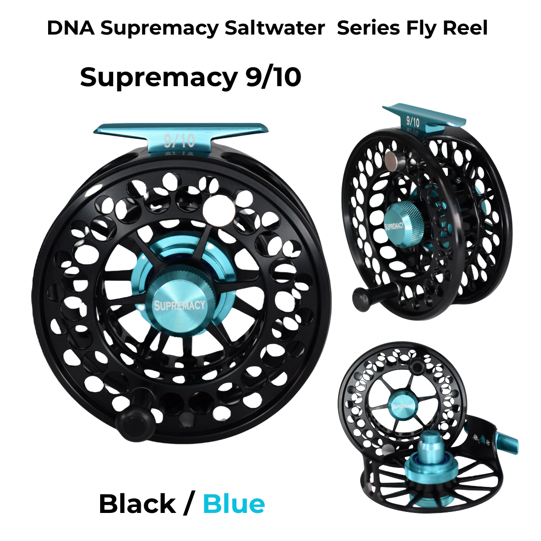 Supremacy Series - Reel Size 9-10 Black Blue - DNA FISHING TACKLE