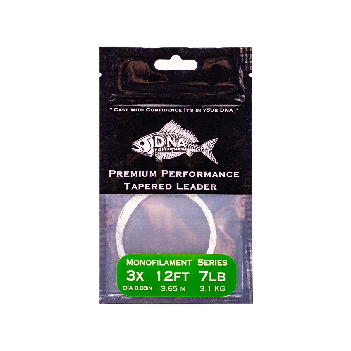 Monofilament Tapered Leader with Loop 12FT - DNA FISHING TACKLE
