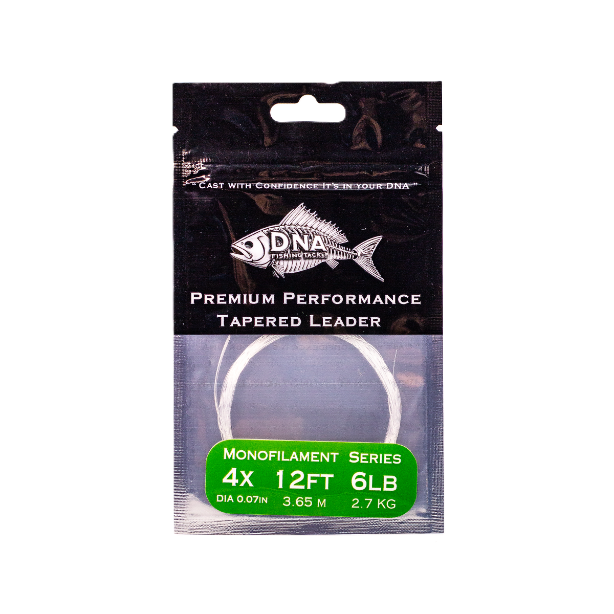 Monofilament Tapered Leader with Loop 12FT - DNA FISHING TACKLE