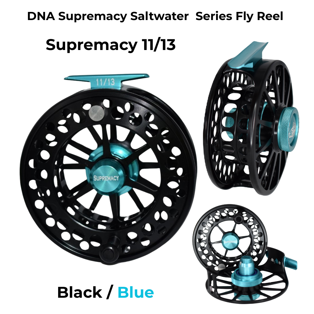 Supremacy Series - Reel Size 11-13 Black Blue - DNA FISHING TACKLE
