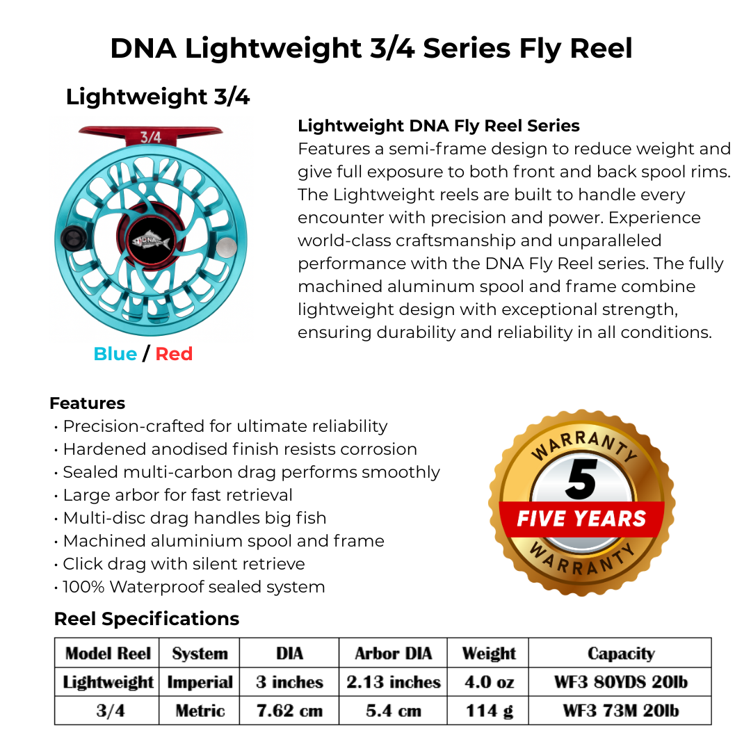 Lightweight Series DNA - 3-4 Reel Size Blue Red - DNA FISHING TACKLE