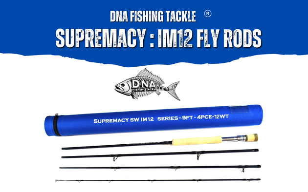 Supremacy IM12 SW Series Fly Rod - 9ft 4pce - Line Weight 12 - DNA FISHING TACKLE