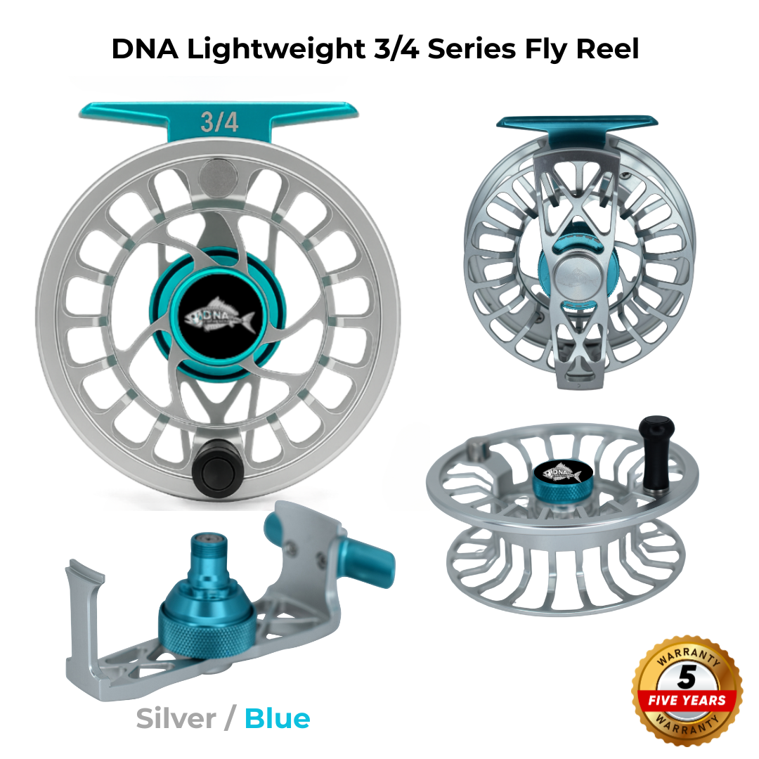 Lightweight Series DNA - 3-4 Reel Size Silver Blue - DNA FISHING TACKLE