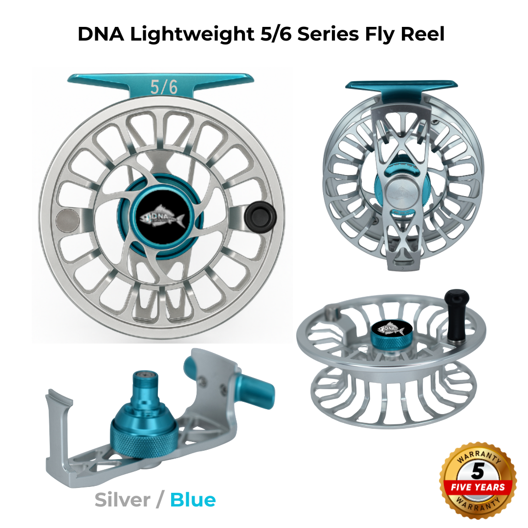 Lightweight Series DNA - 5-6 Reel Size Silver Blue - DNA FISHING TACKLE