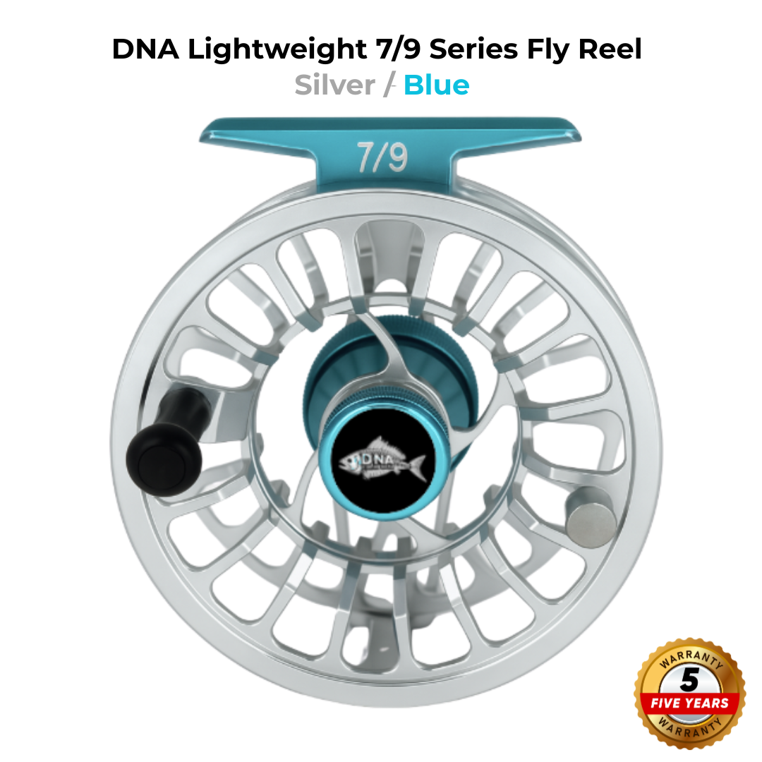 Lightweight Series DNA - 7-9 Reel Size Silver Blue - DNA FISHING TACKLE
