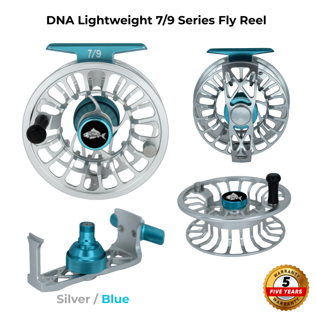Lightweight Series DNA - 7-9 Reel Size Silver Blue - DNA FISHING TACKLE