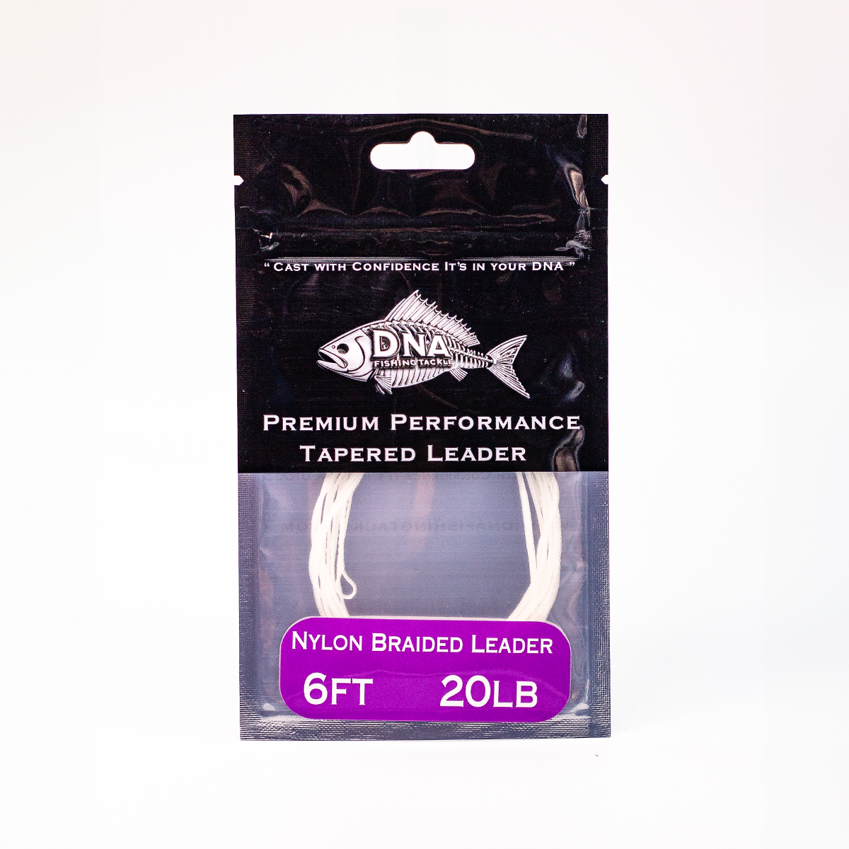 Braided Leader 6ft  20lb  white - DNA FISHING TACKLE