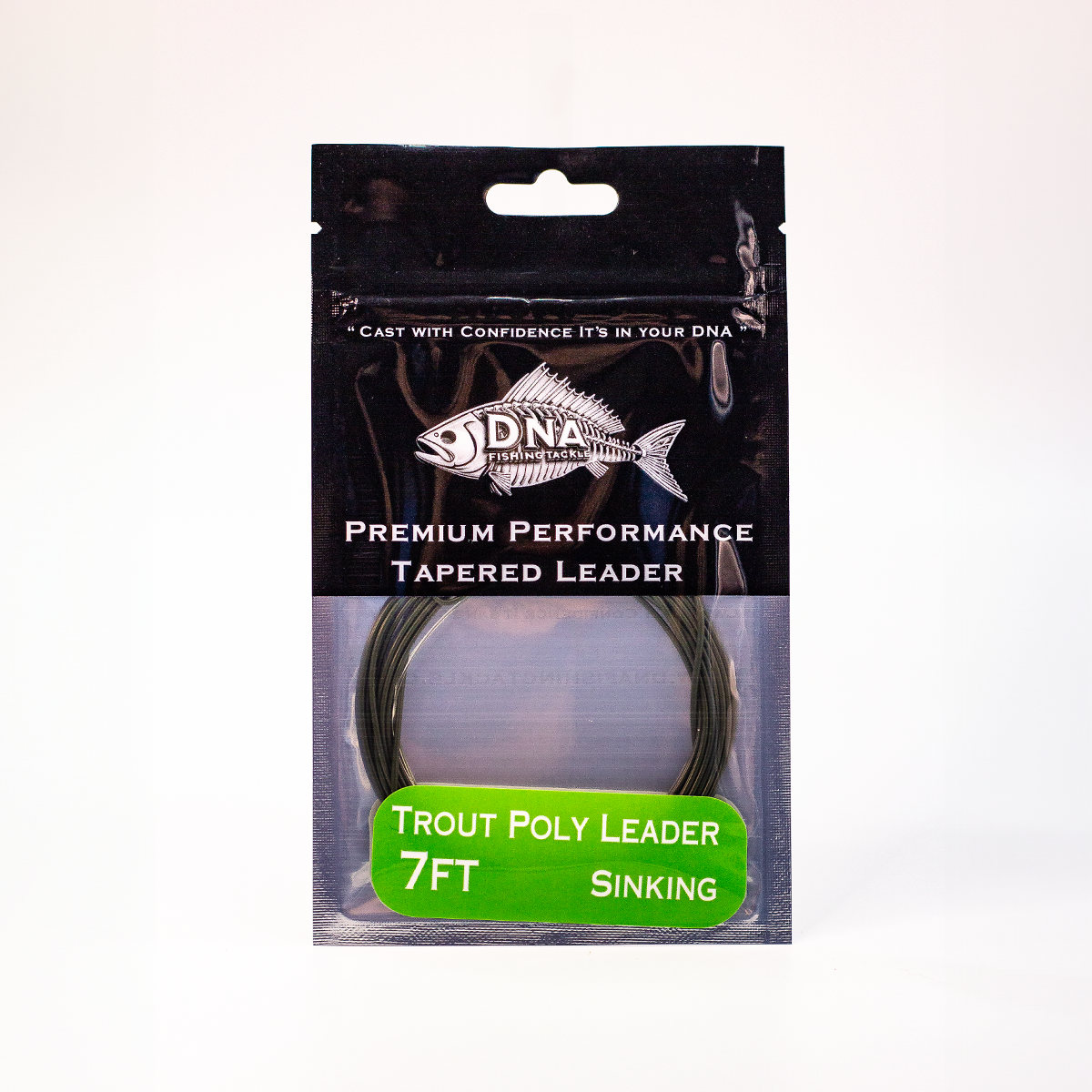 Trout Polyleaders 7ft  Sinking Dark Green - DNA FISHING TACKLE