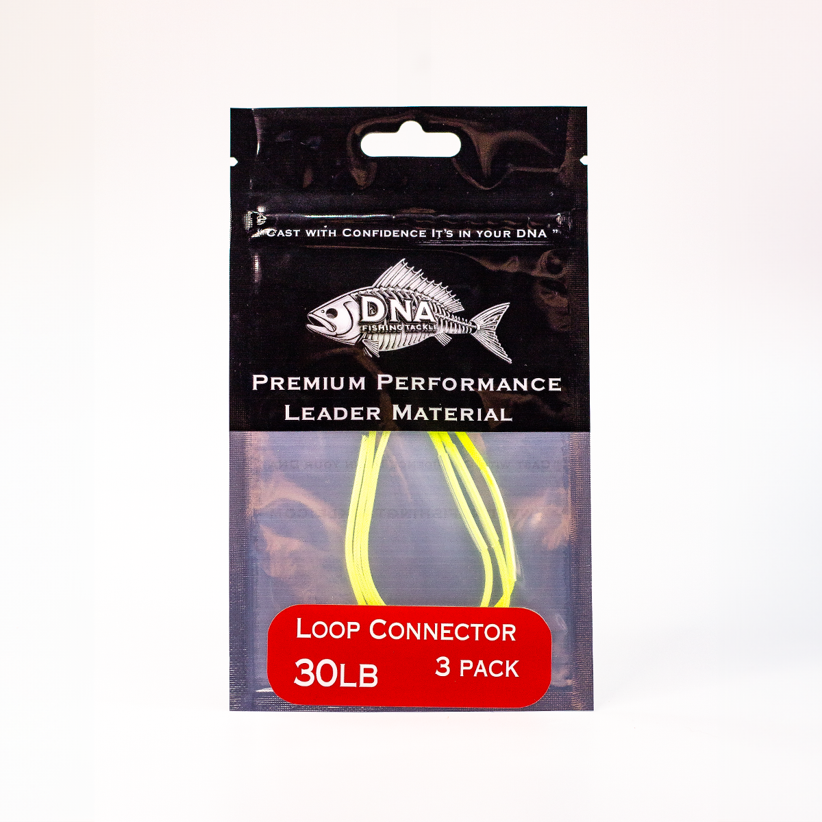 Braided Loops connector 30LB Yellow (3 Pack) - DNA FISHING TACKLE