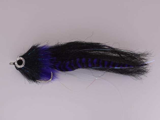 Brush Fly GT Black and Purple (Size 6/0 Gamakatsu SL12S Hook) - DNA FISHING TACKLE