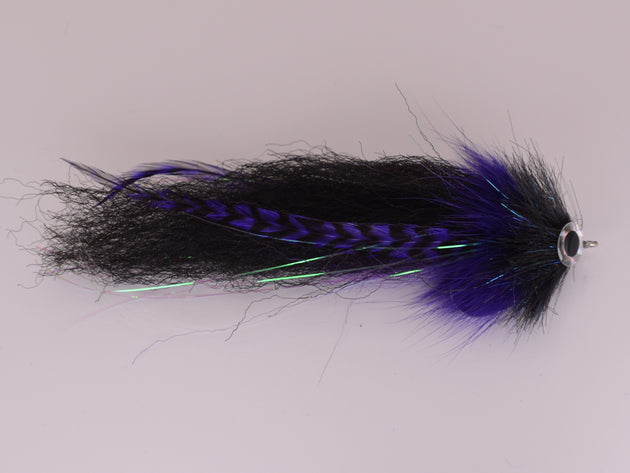 Brush Fly GT Black and Purple (Size 4/0 Gamakatsu SL12S Hook) - DNA FISHING TACKLE