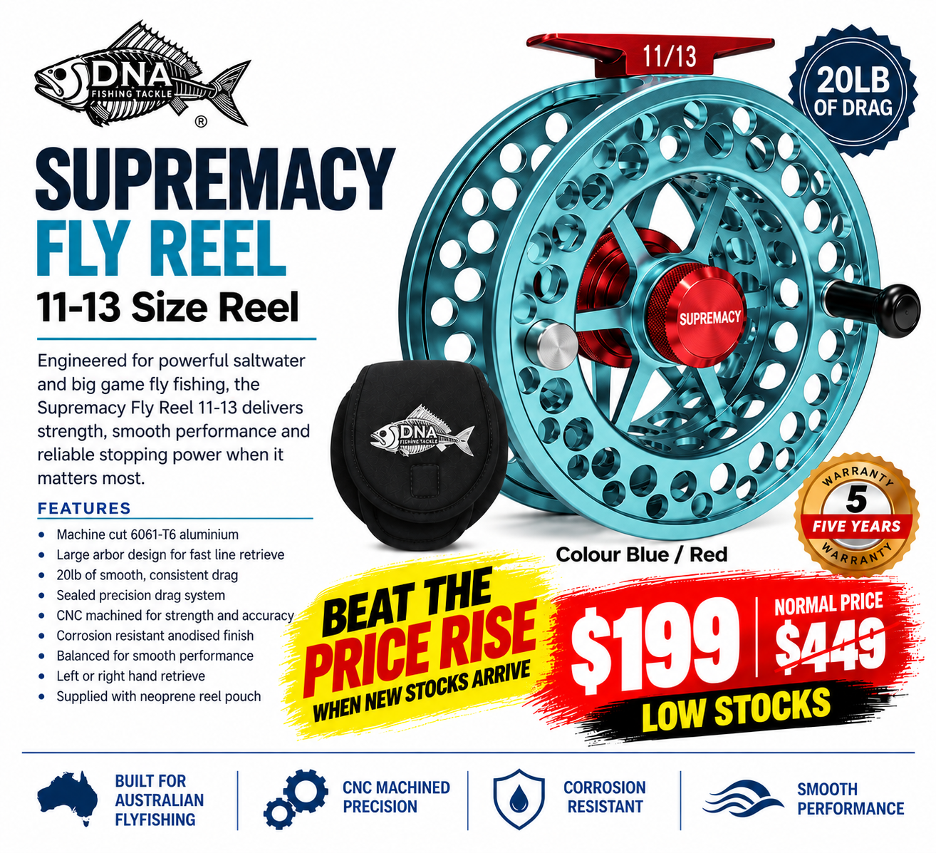 Supremacy Series - Reel Size 11-13 Blue Red