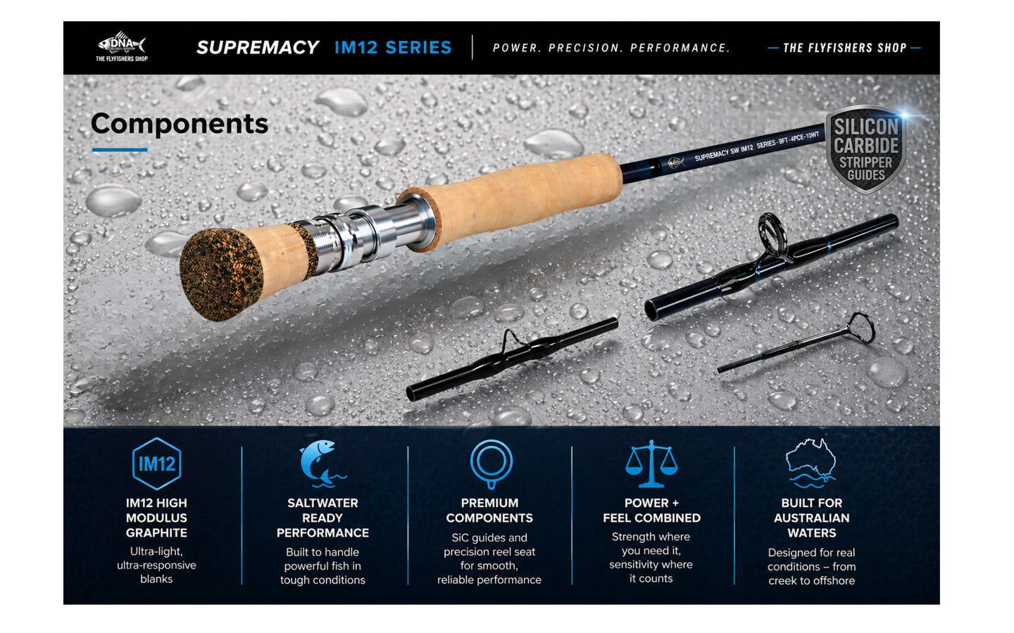 Supremacy IM12 SW Series Fly Rod - 9ft - Line Weight 10