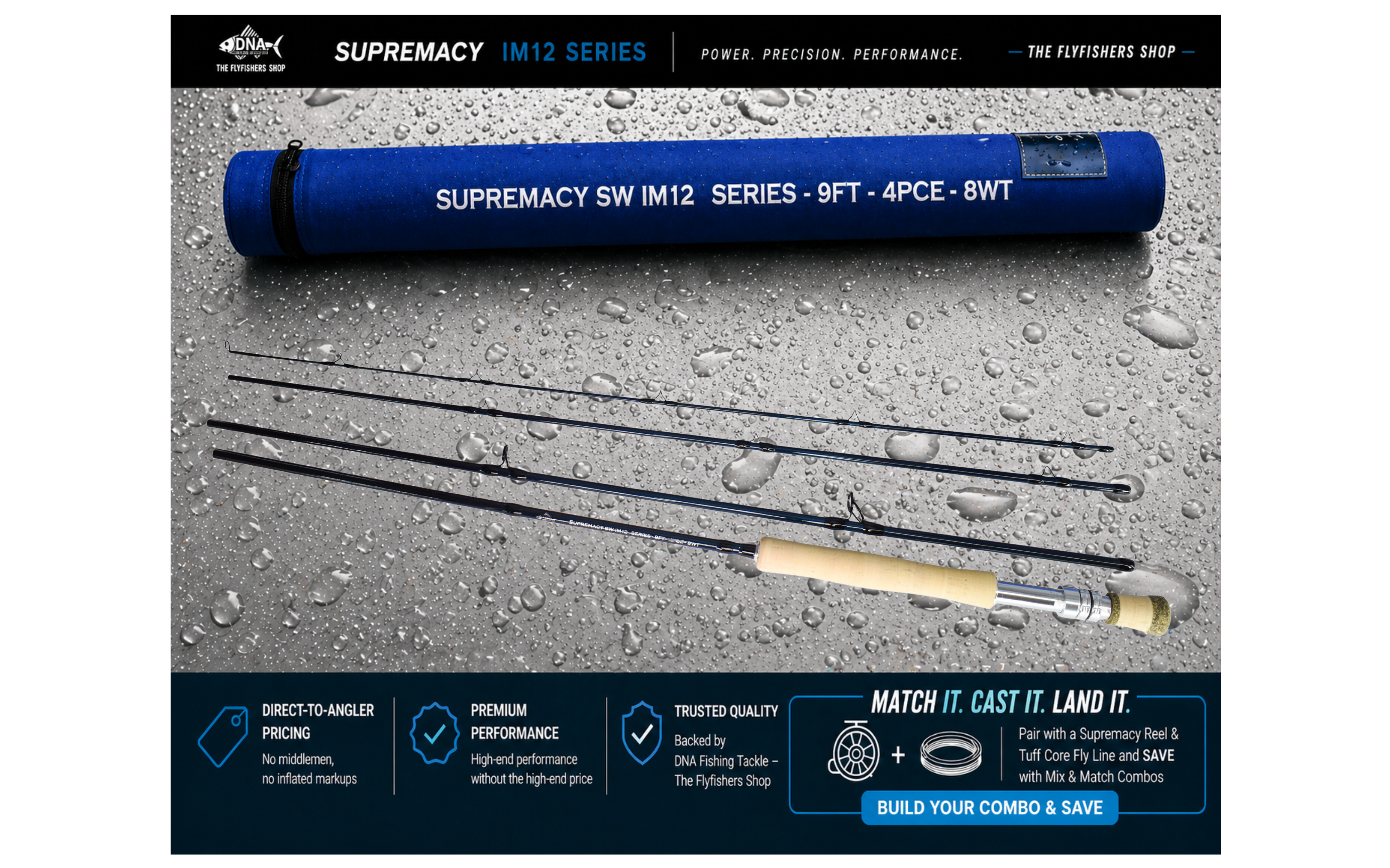 Supremacy IM12 SW Series Fly Rod - 9ft - Line Weight 8