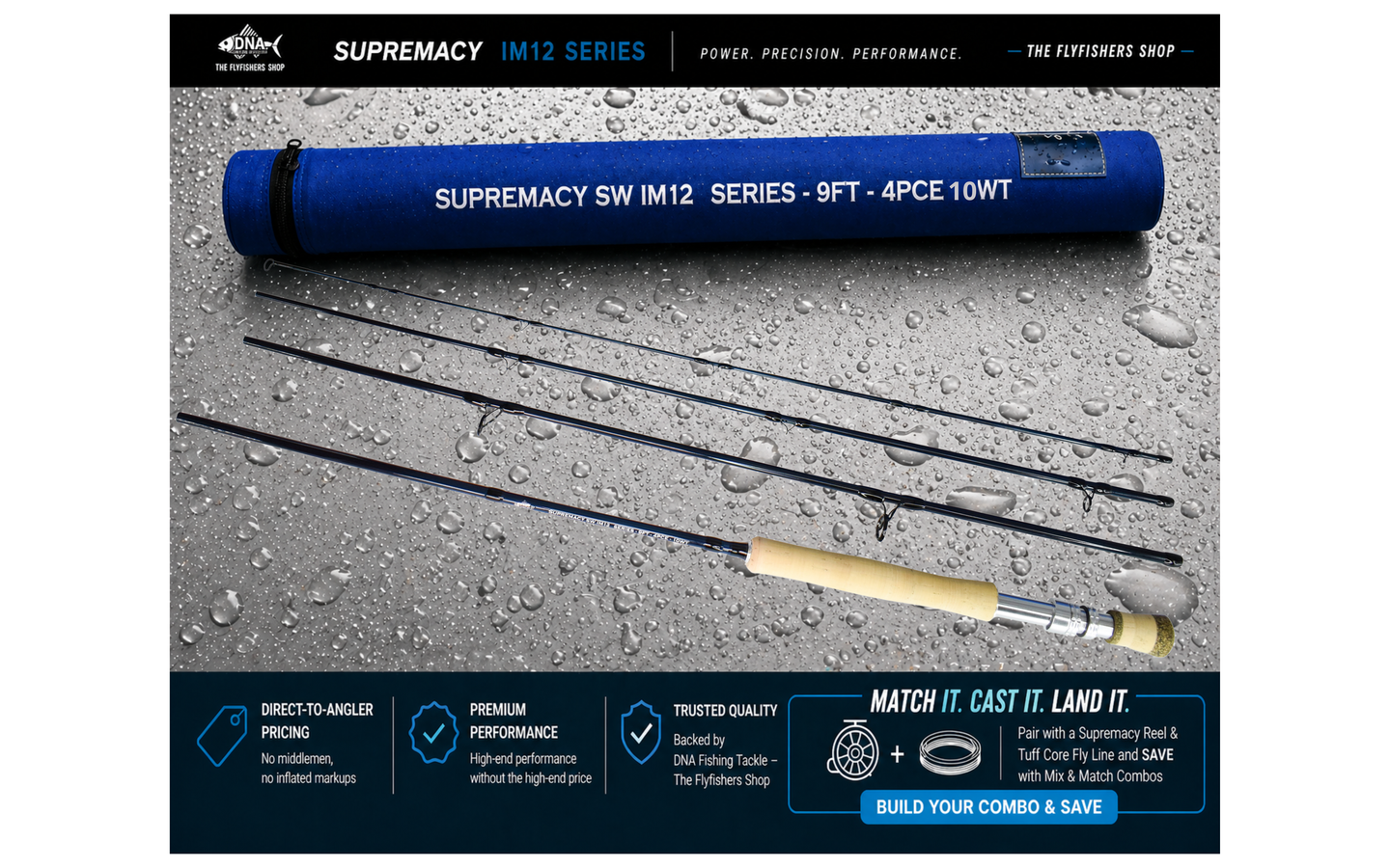 Supremacy IM12 SW Series Fly Rod - 9ft - Line Weight 10