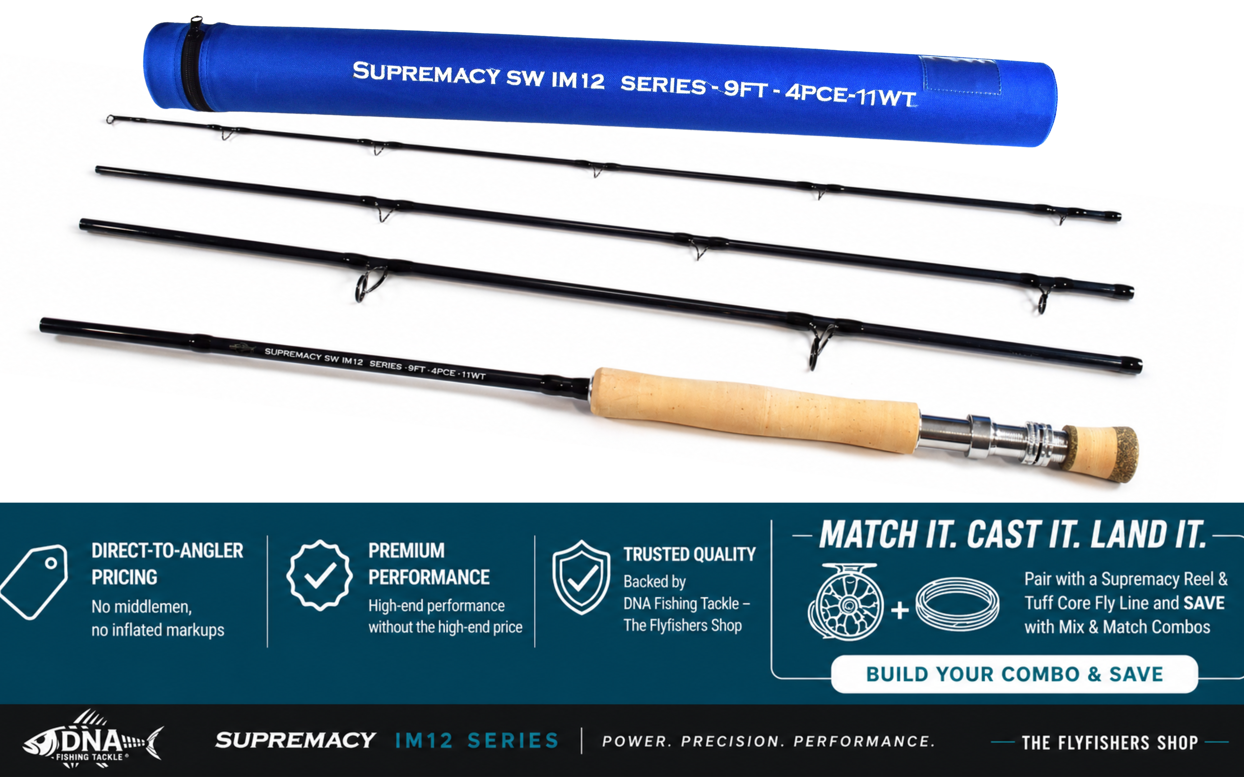 Supremacy IM12 SW Series Fly Rod - 9ft 4pce- Line Weight 11