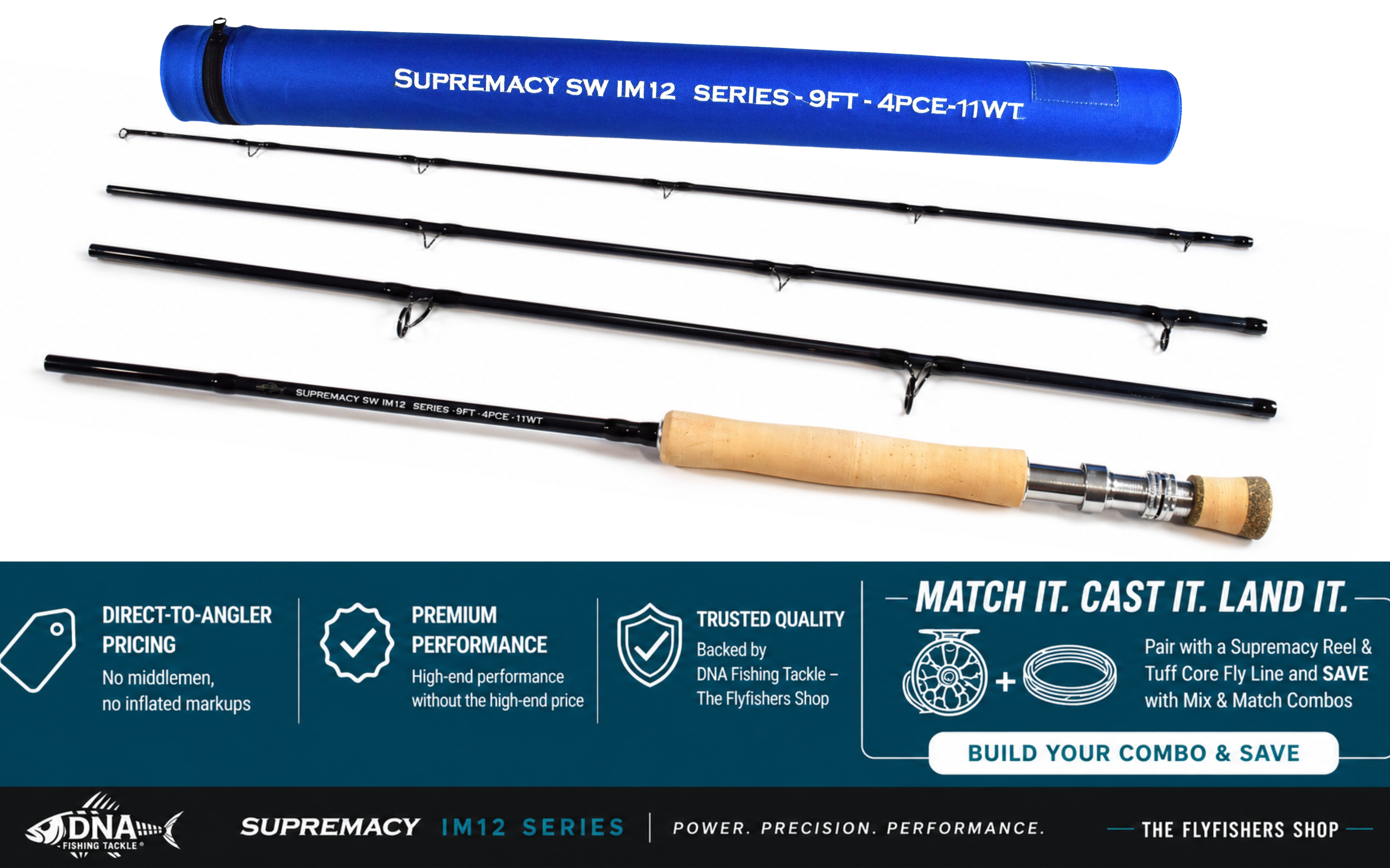 Supremacy IM12 SW Series Fly Rod - 9ft 4pce- Line Weight 11