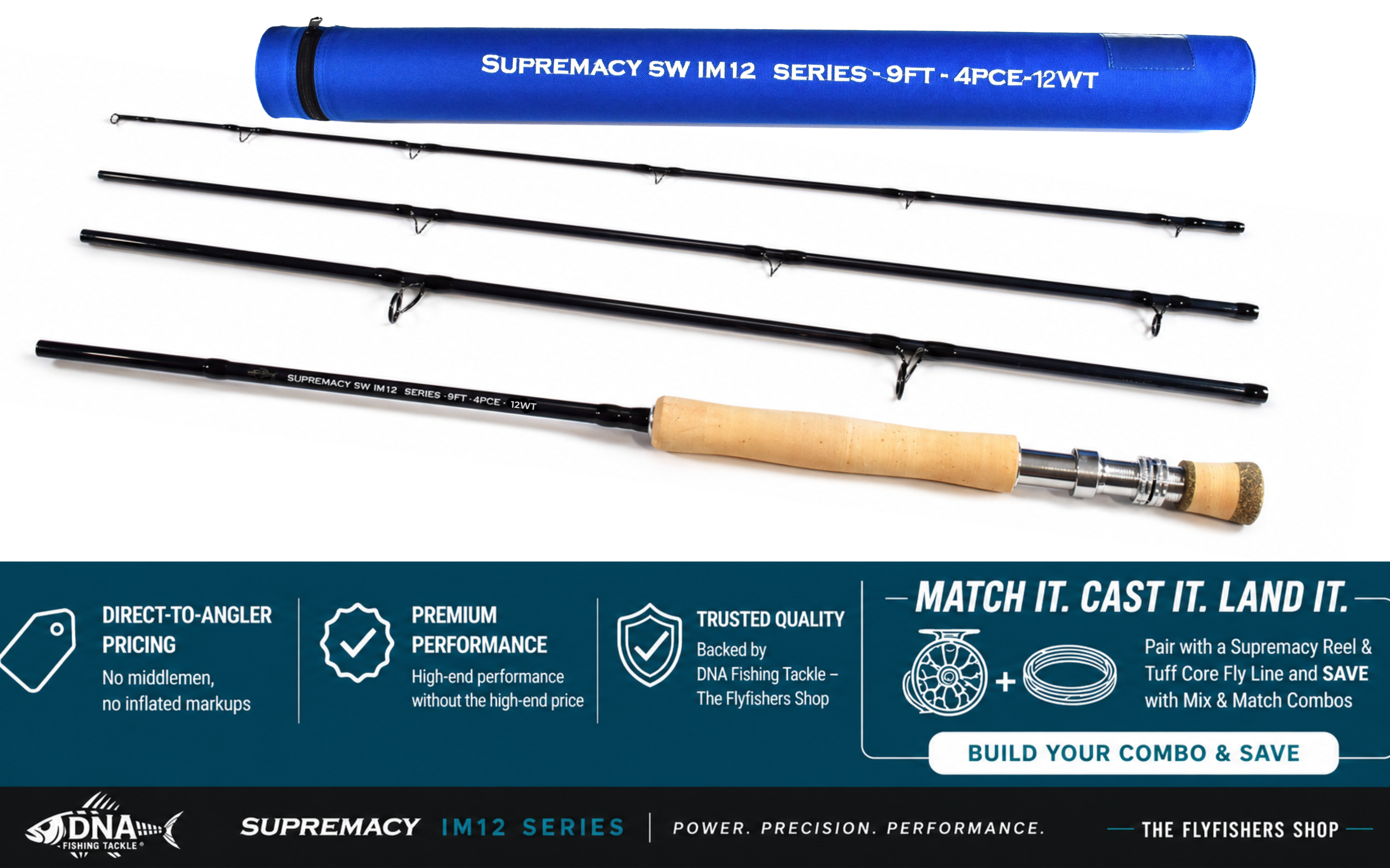 Supremacy IM12 SW Series Fly Rod - 9ft 4pce - Line Weight 12