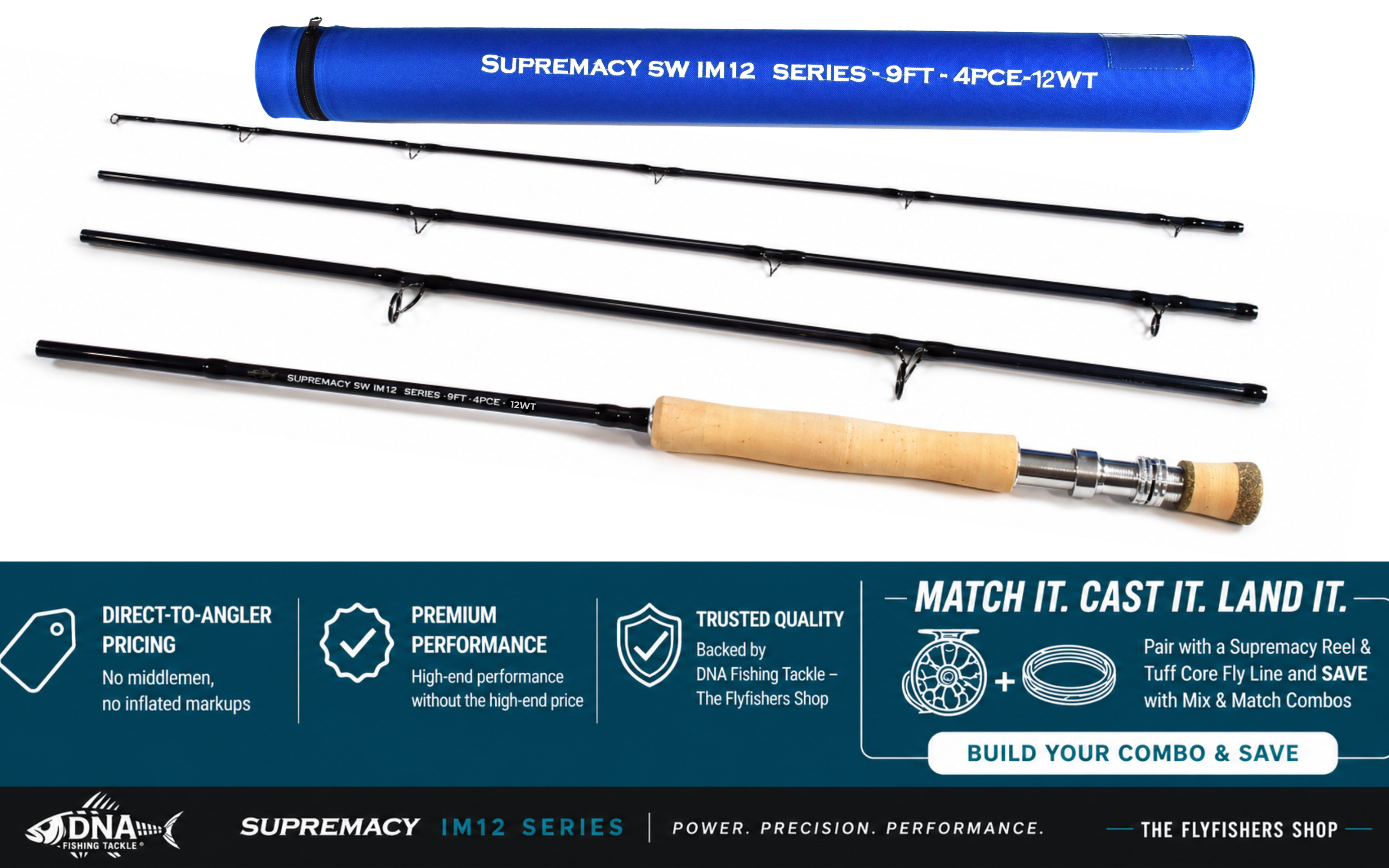 Supremacy IM12 SW Series Fly Rod - 9ft 4pce - Line Weight 12