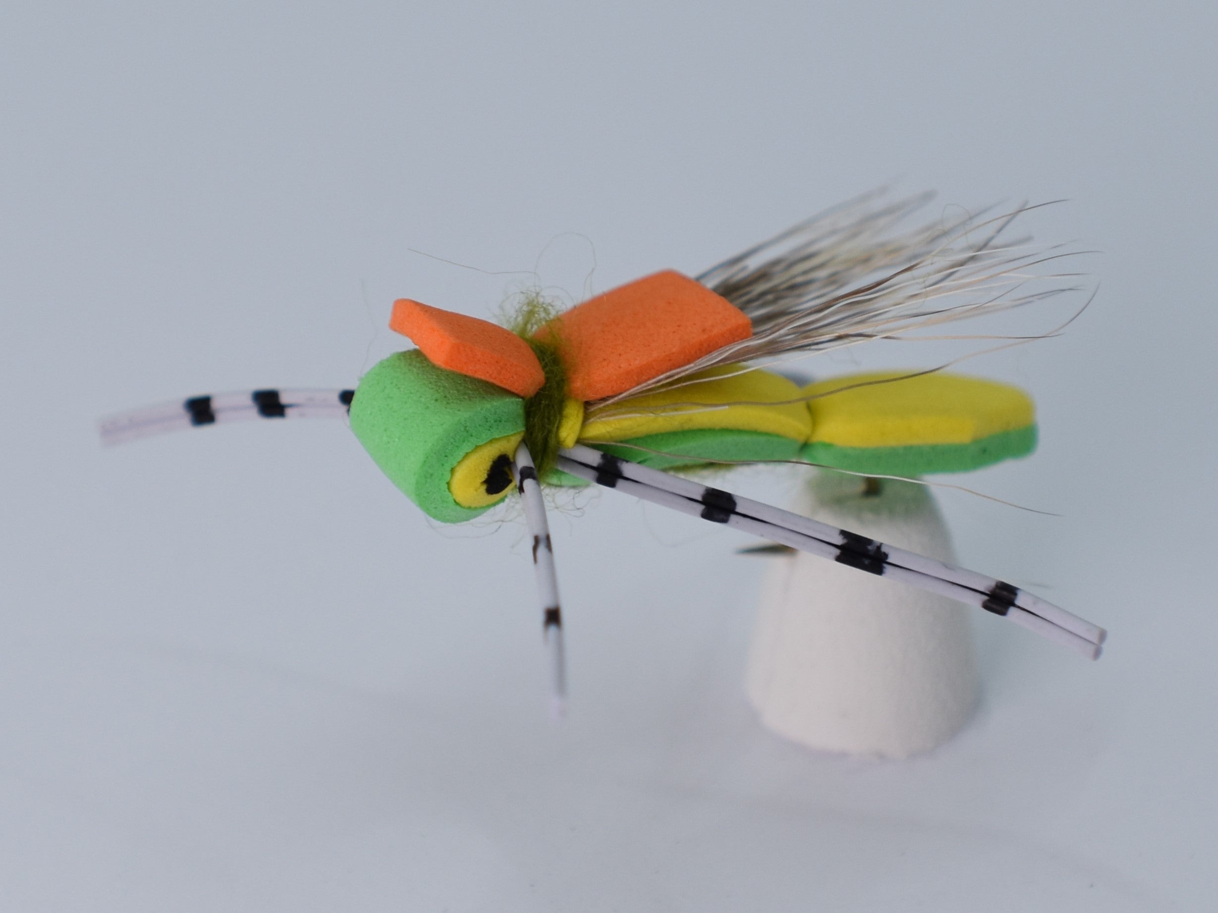 Hi-Vis Foam Hopper Green Yellow (12 Pack) - DNA FISHING TACKLE