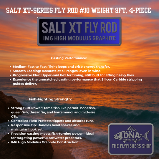 Salt XT-Series Fly Rod - 9" 4 pce - Line Weight 10 - DNA FISHING TACKLE
