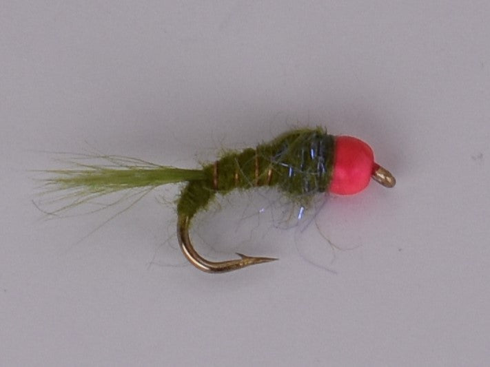 Pink Bead Head Nymph Olive (12 Pack) - DNA FISHING TACKLE