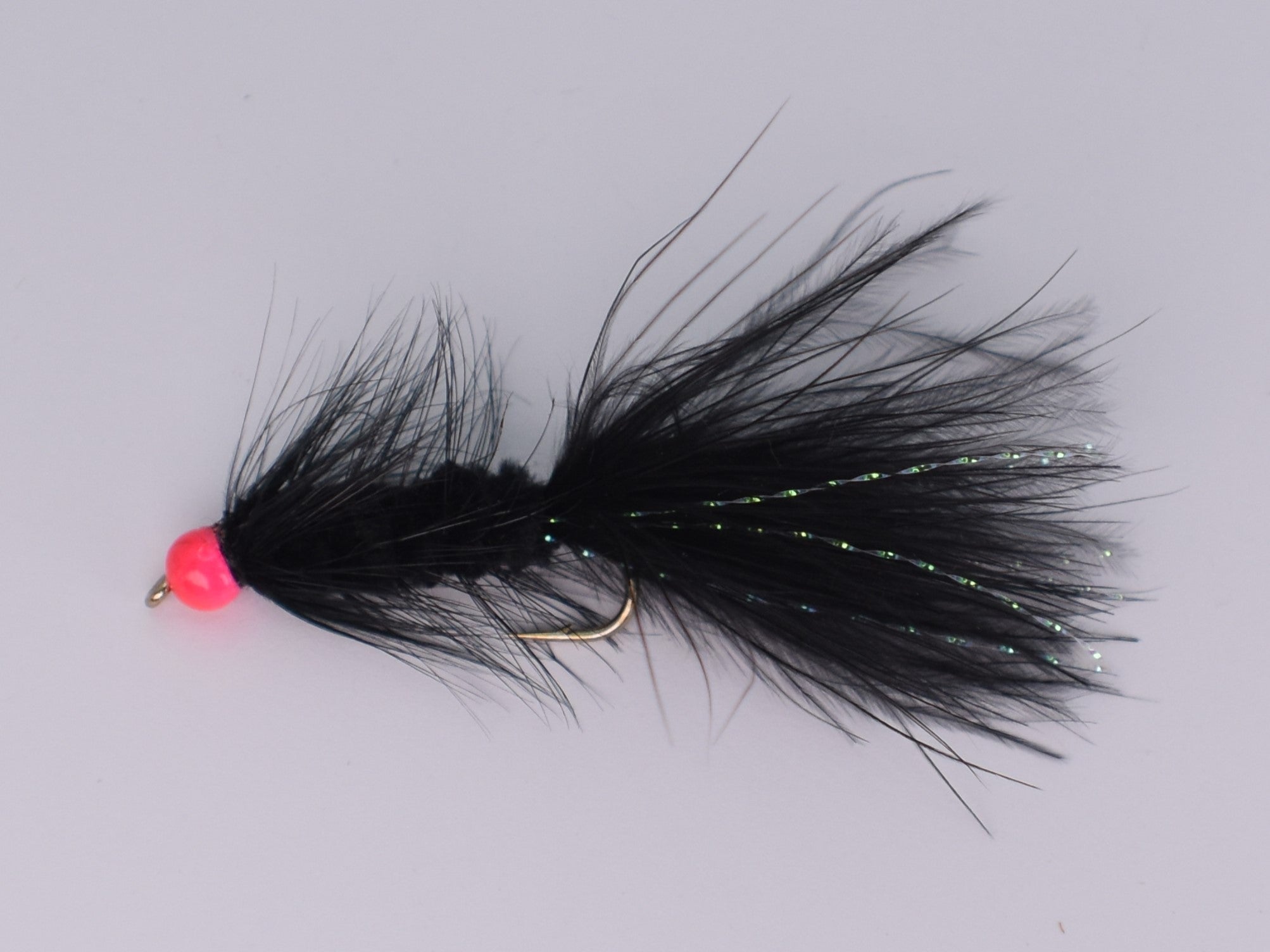 Pink Bead Head Woolly Bugger Black (12 Pack) - DNA FISHING TACKLE