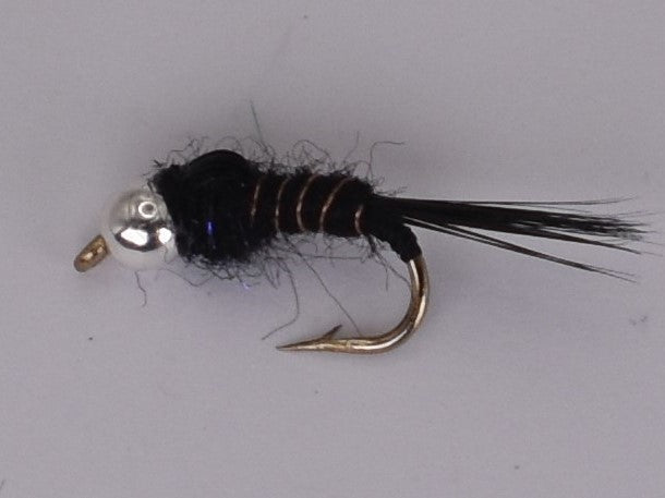 Silver Bead Head Nymph Black (12 Pack) - DNA FISHING TACKLE