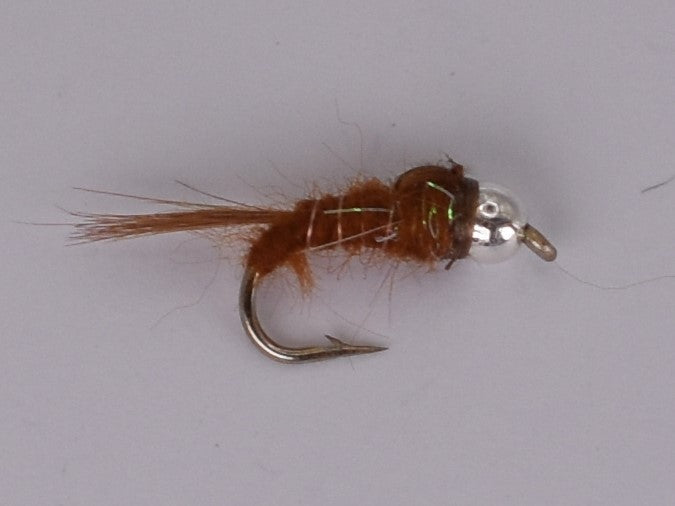Silver Bead Head Nymph Brown (12 Pack) - DNA FISHING TACKLE