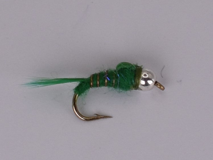 Silver Bead Head Nymph Green (12 Pack) - DNA FISHING TACKLE