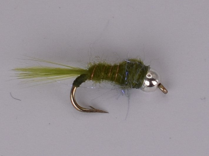 Silver Bead Head Nymph Olive (12 Pack) - DNA FISHING TACKLE
