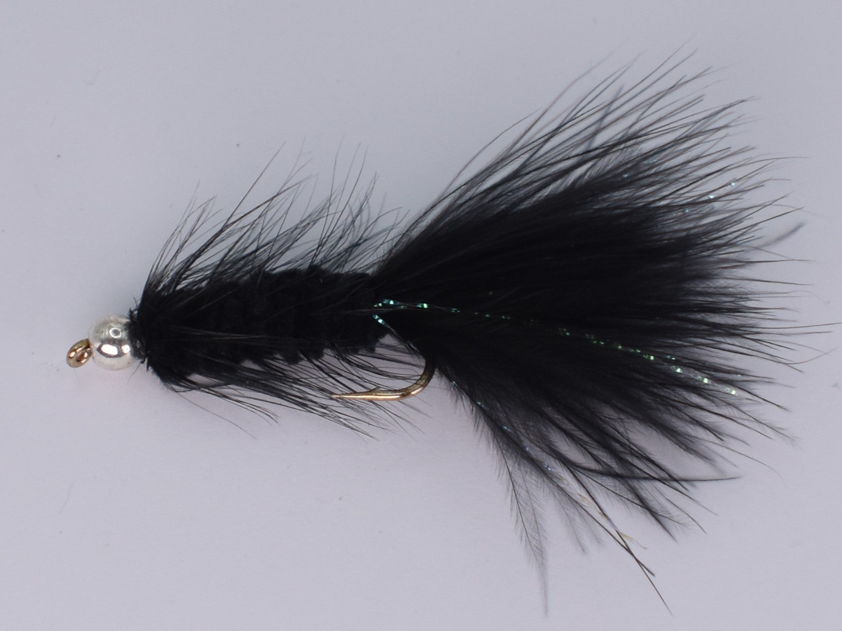 Silver Bead Head Woolly Bugger Black (12 Pack) - DNA FISHING TACKLE