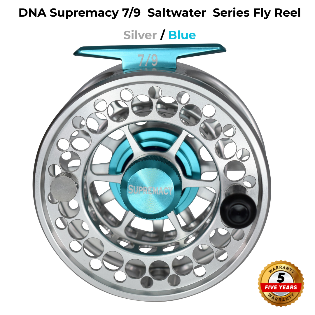 Supremacy Series - Reel Size 7-9 Silver Blue - DNA FISHING TACKLE