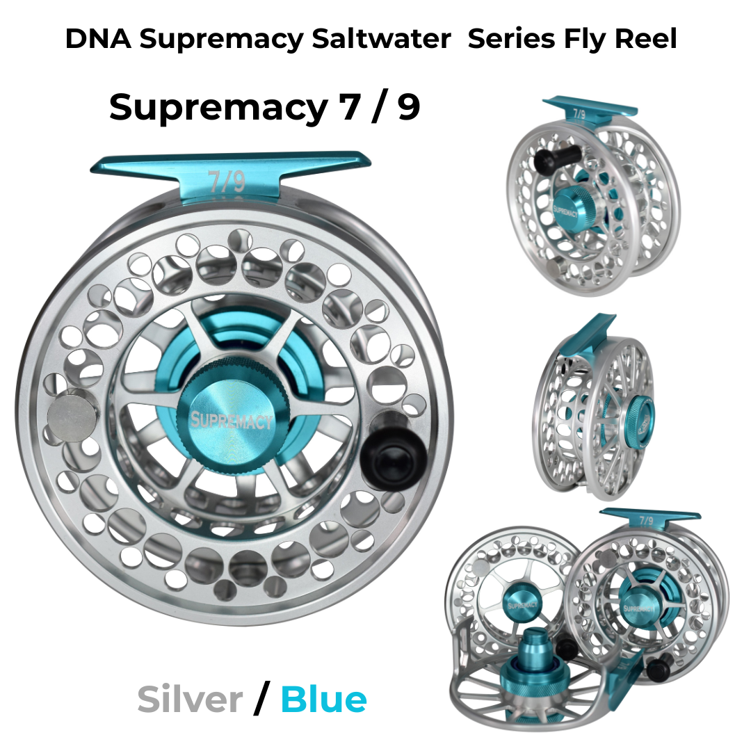 Supremacy Series - Reel Size 7-9 Silver Blue - DNA FISHING TACKLE