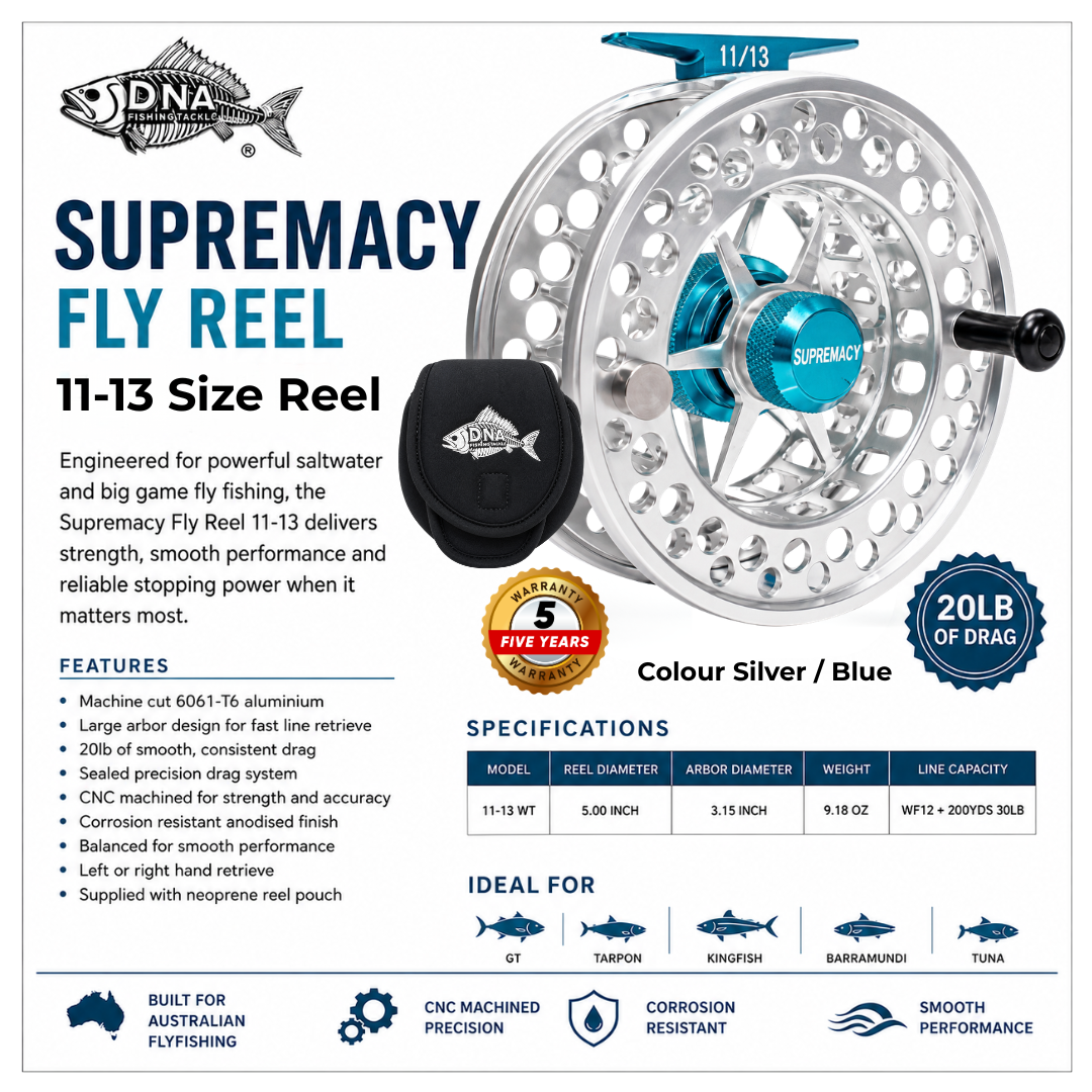 Supremacy Series - Reel Size 11-13 Silver Blue